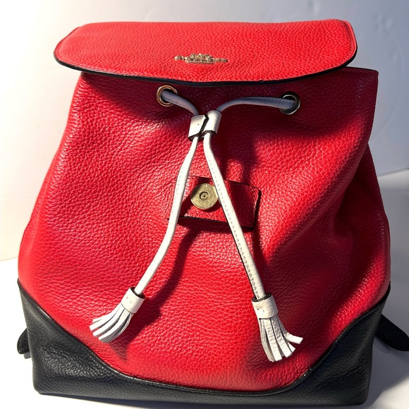 Coach Red and Black Leather Backpack